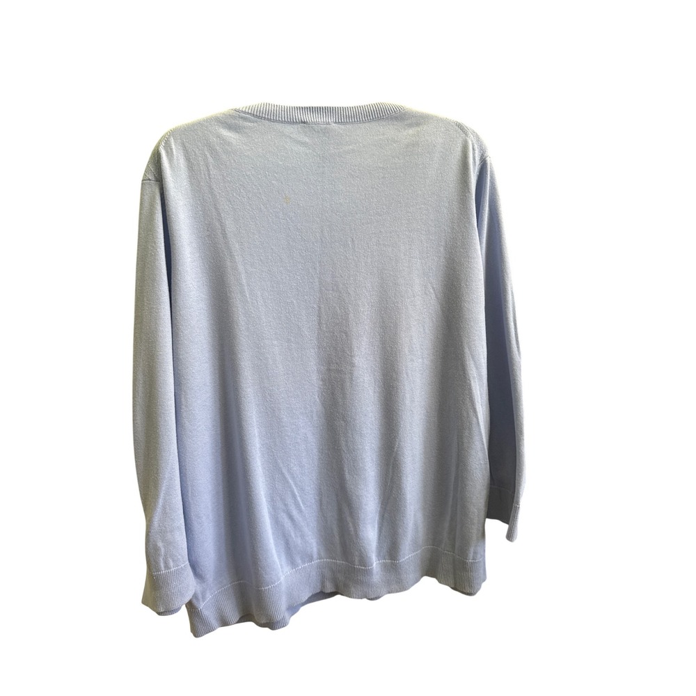 Talbots Woman Light Blue 100% Cotton Chevron Knit Cardigan Sweater 1X 3/4 Sleeve